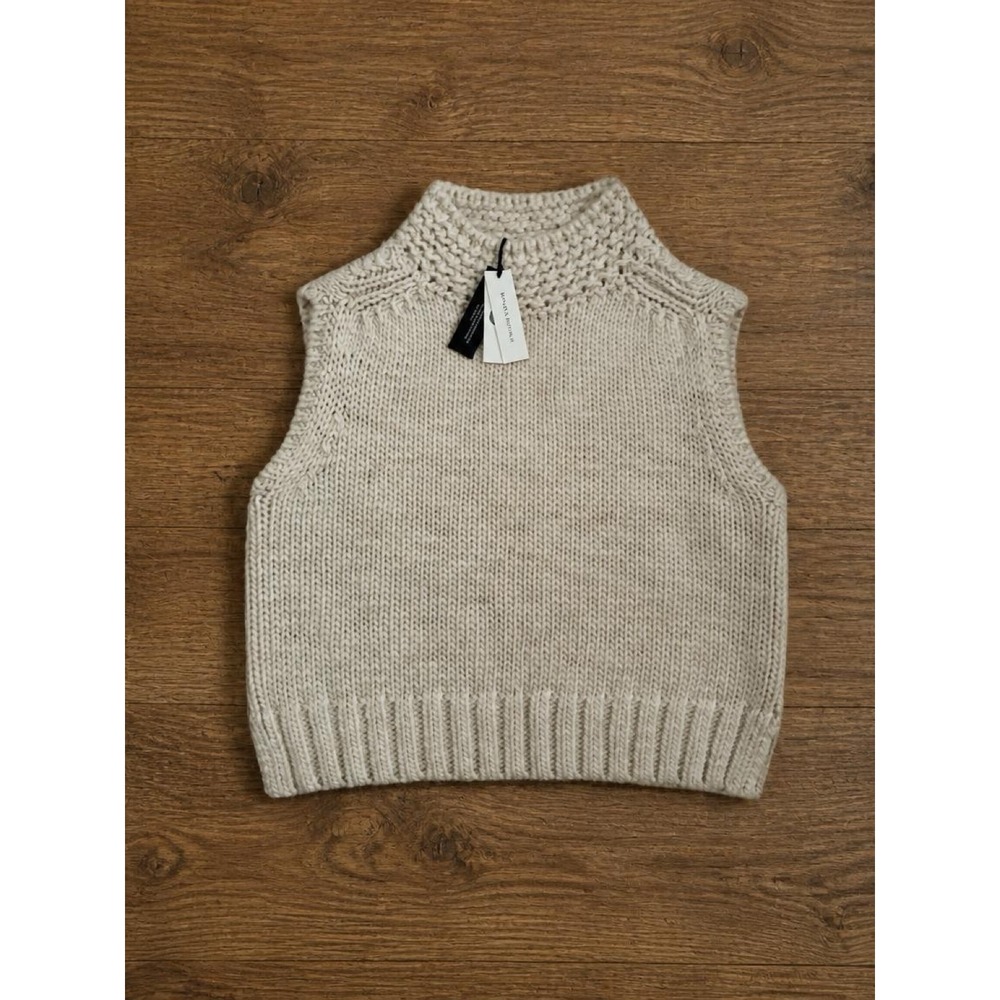 Banana Republic NWT Wool Sweater Vest Crop Cream High Neck Medium